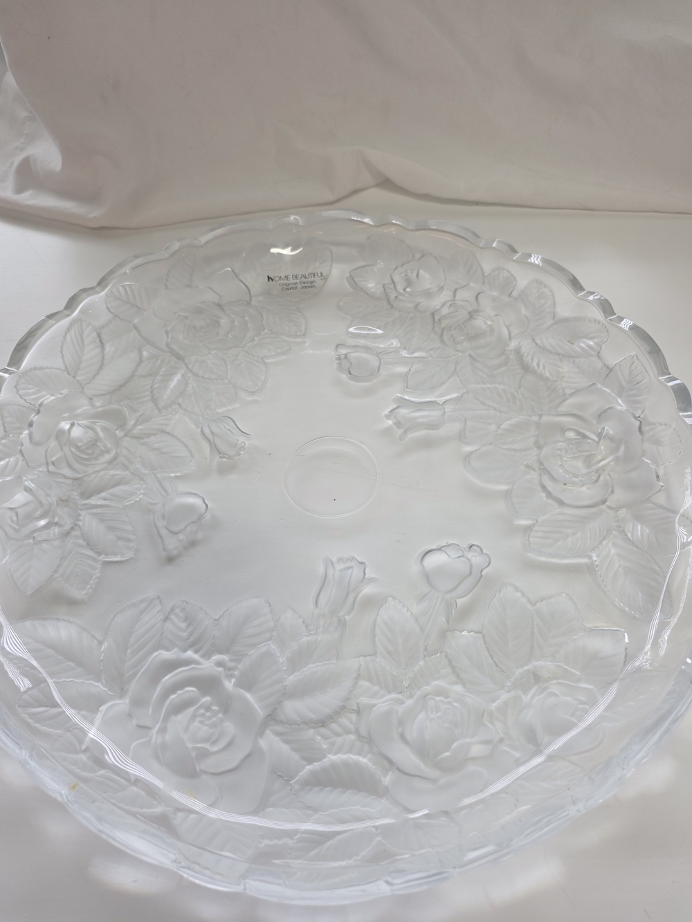 Clear Floral Glass Serving Platter